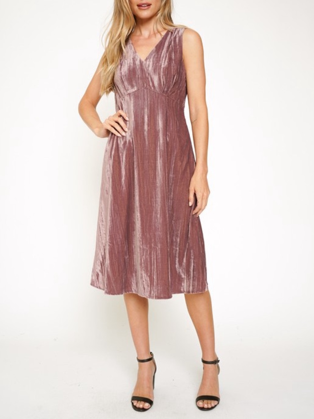 🍂SPECIAL🍂CRINKLE VELVET SLEEVELESS DRESS|MAUVE
